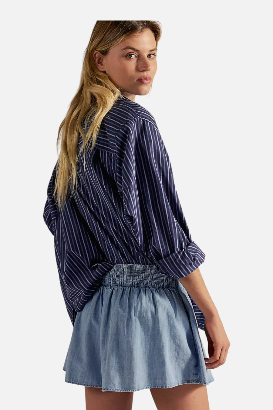 Free People Women's Paradise Found Denim Skort in Capri Blue – side view