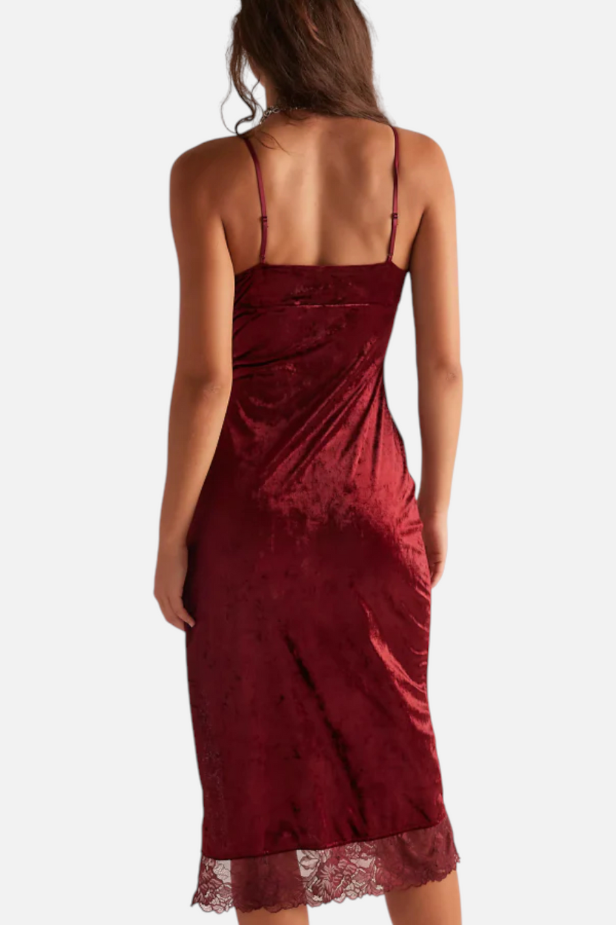 Free People Women's Raise A Toast Midi Slip Dress in Garnet Grotto – side view