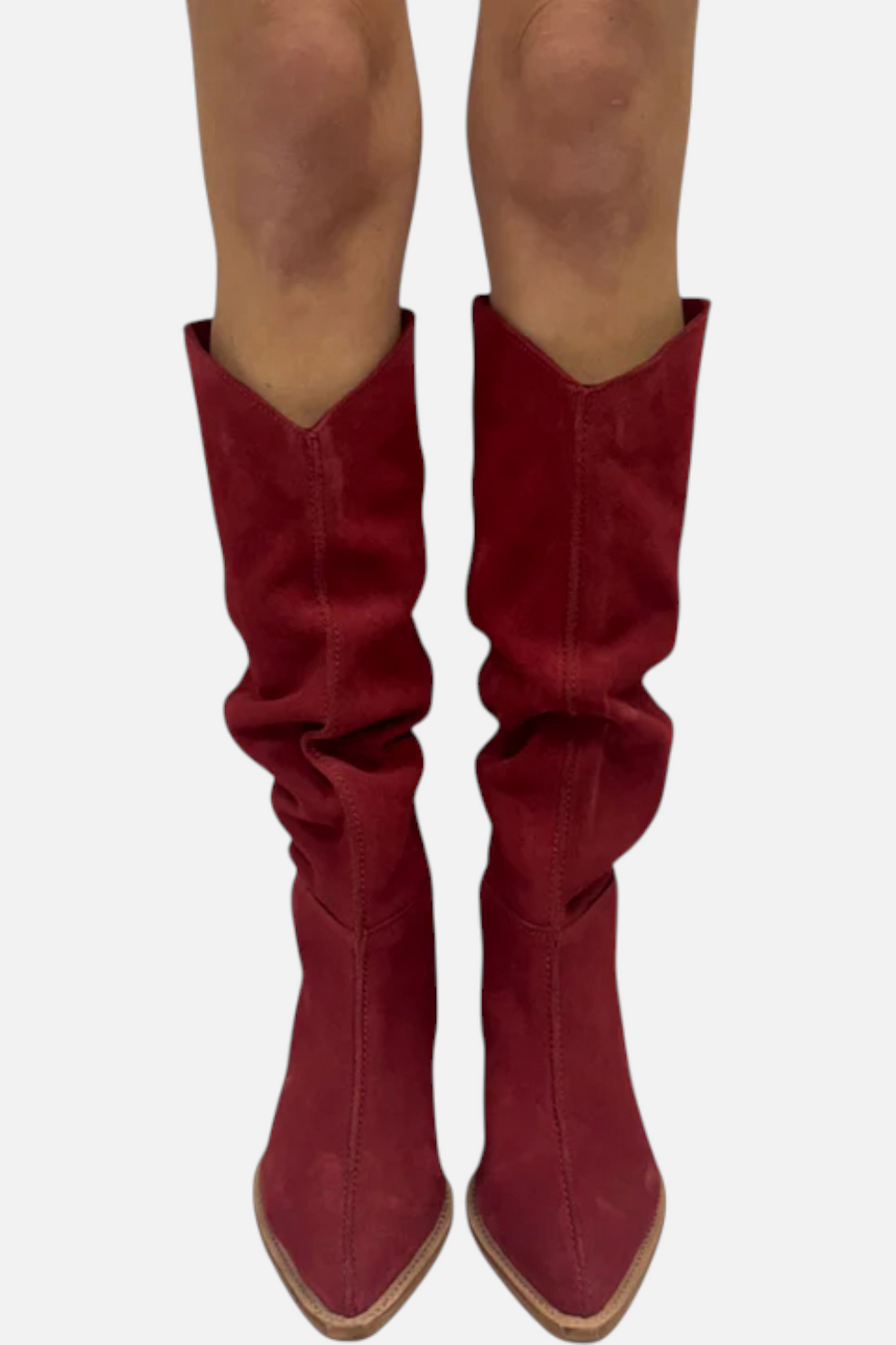 Free People Women's Sway Low Slouch Boots 2.0 in Red – front view
