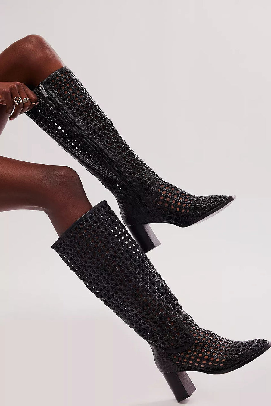 Free People Woodstock Woven Boots in Black – detail