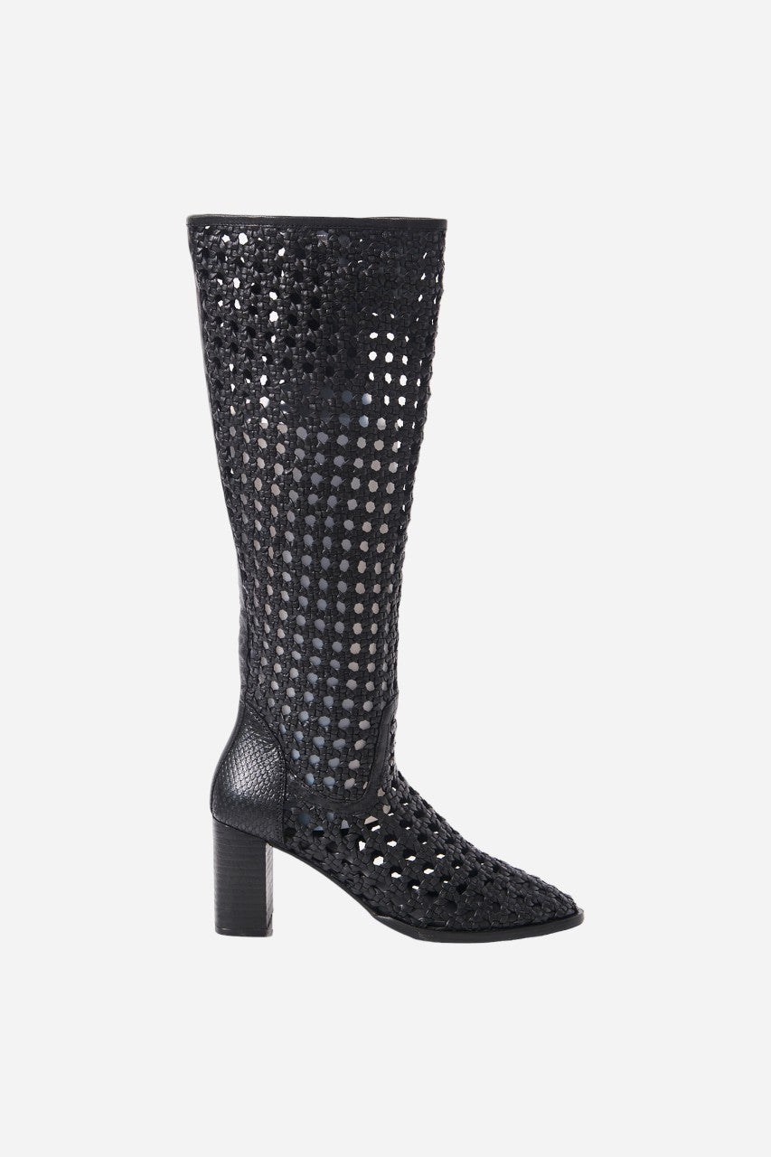 Free People Woodstock Woven Boots in Black – front view