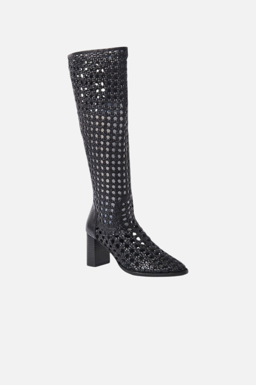 Free People Woodstock Woven Boots in Black – three-quarter view
