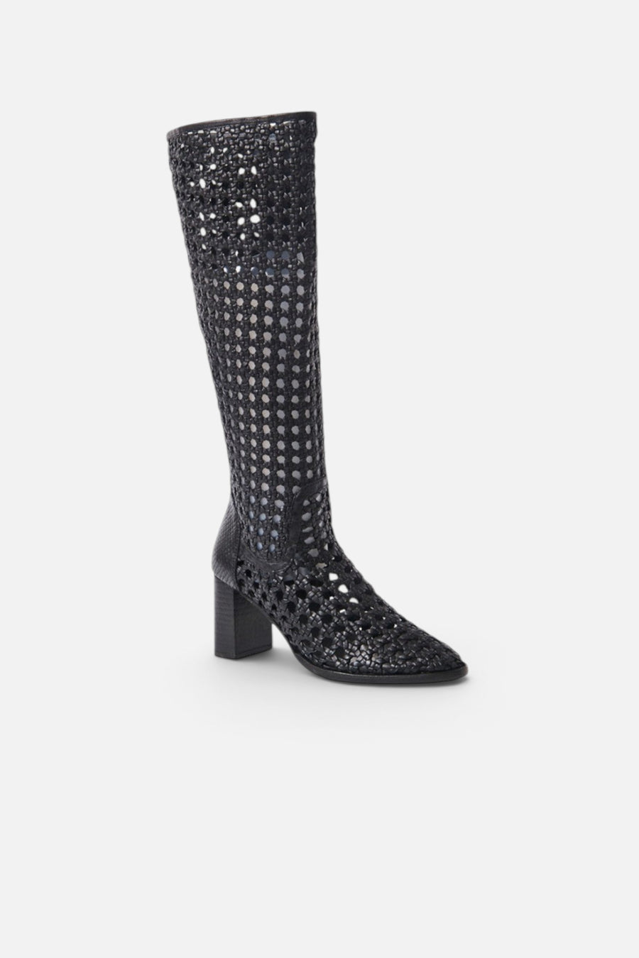 Free People Woodstock Woven Boots in Black – three-quarter view