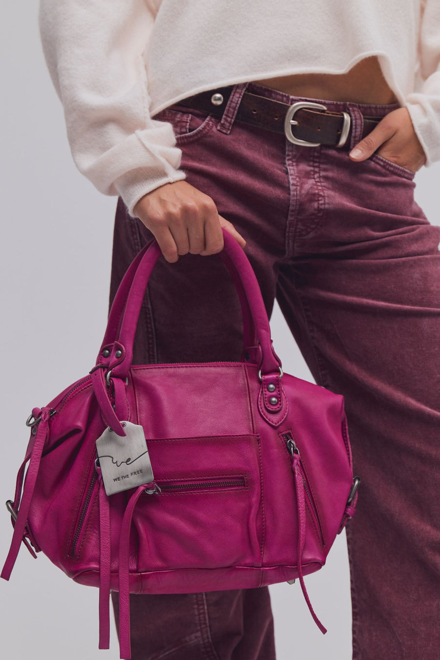 Free People WTF Baby Emerson Bag in Raspberry Rose – back view