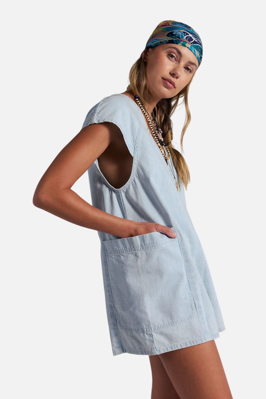 Free People Free Fall Denim Romper in Water