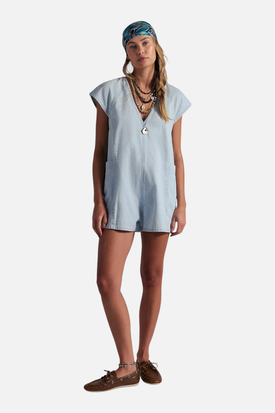 Free People Free Fall Denim Romper in Water