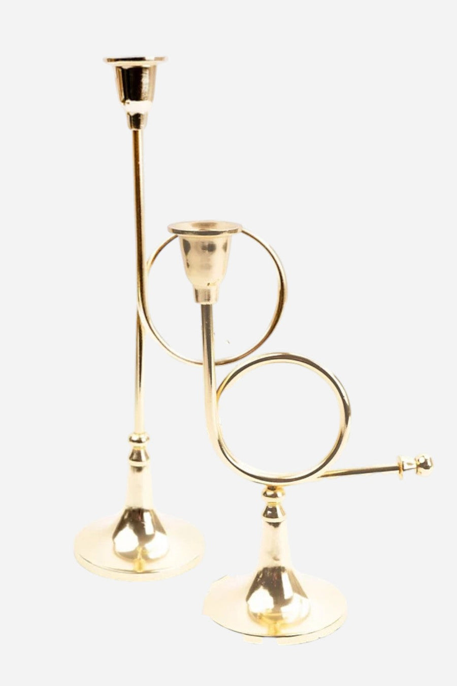 French Horn Candlestick Holder – front view