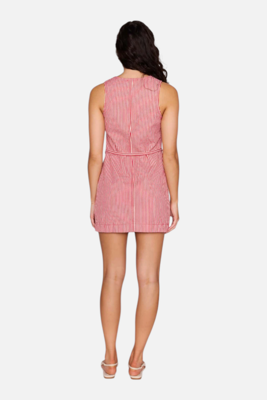 Minkpink Freya Pinstriped Denim Mini Dress in Red Stripe