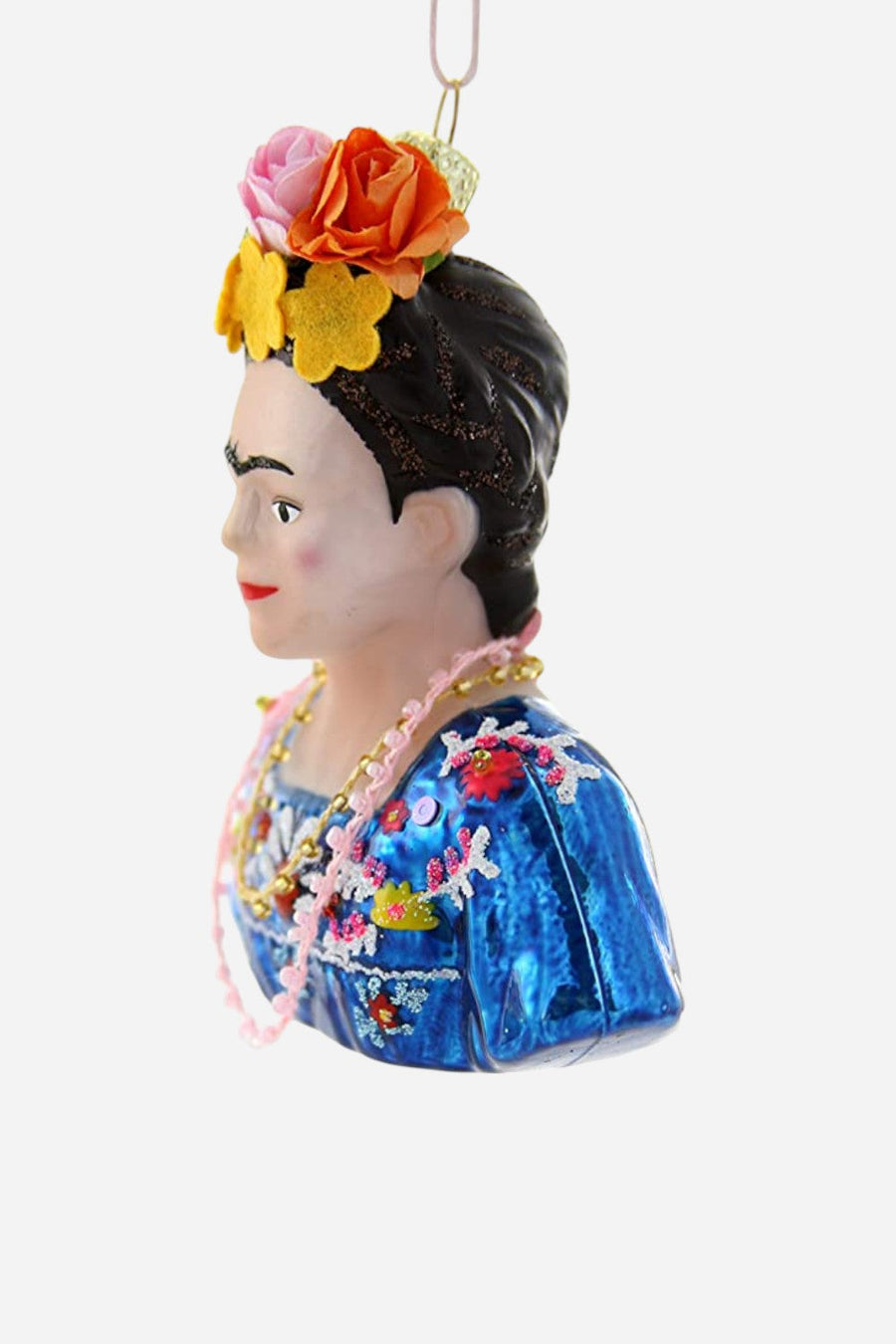 Frida Blue Bust Ornament – back view