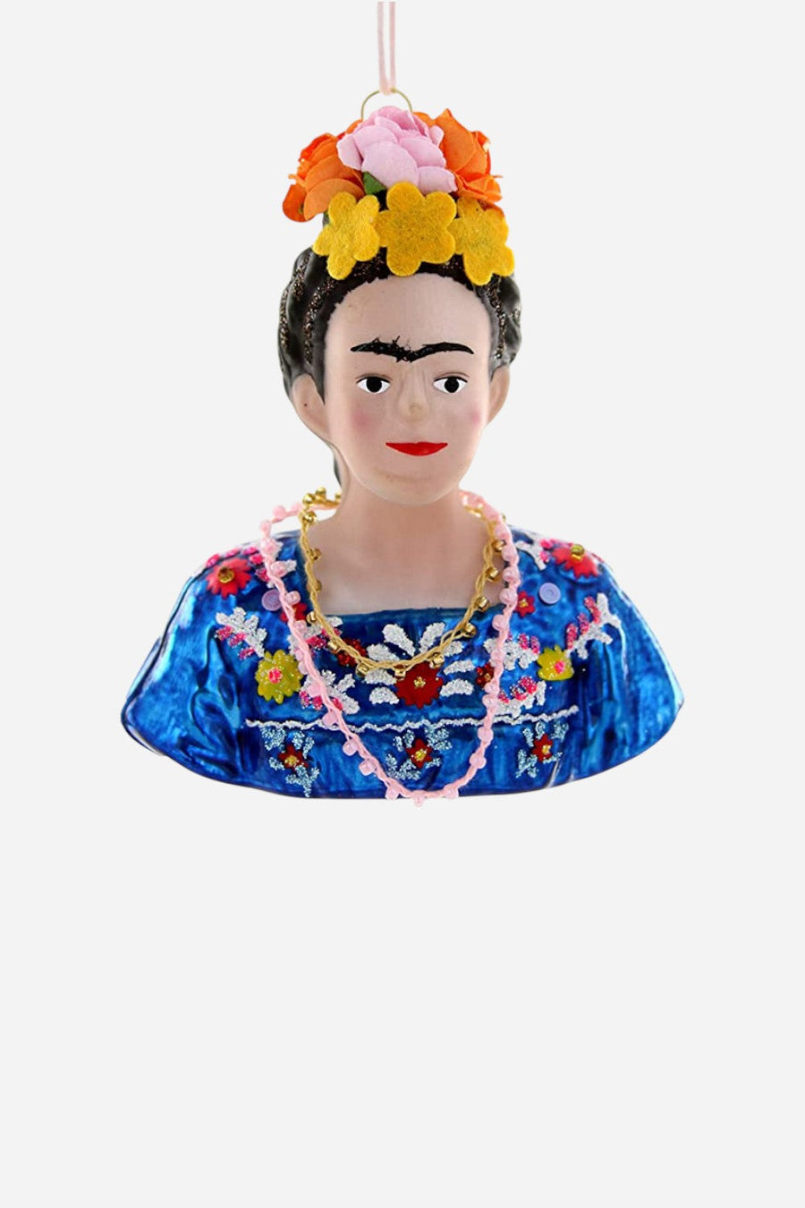 Frida Blue Bust Ornament – front view