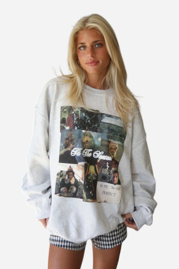 Friday + Saturday Tis the Season Sweatshirt in Grey