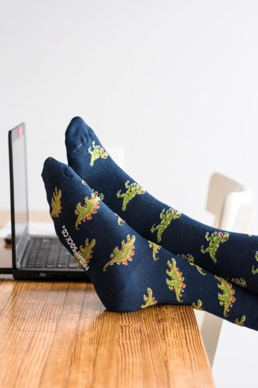 Friday Sock Co. Green Dinosaurs – back view
