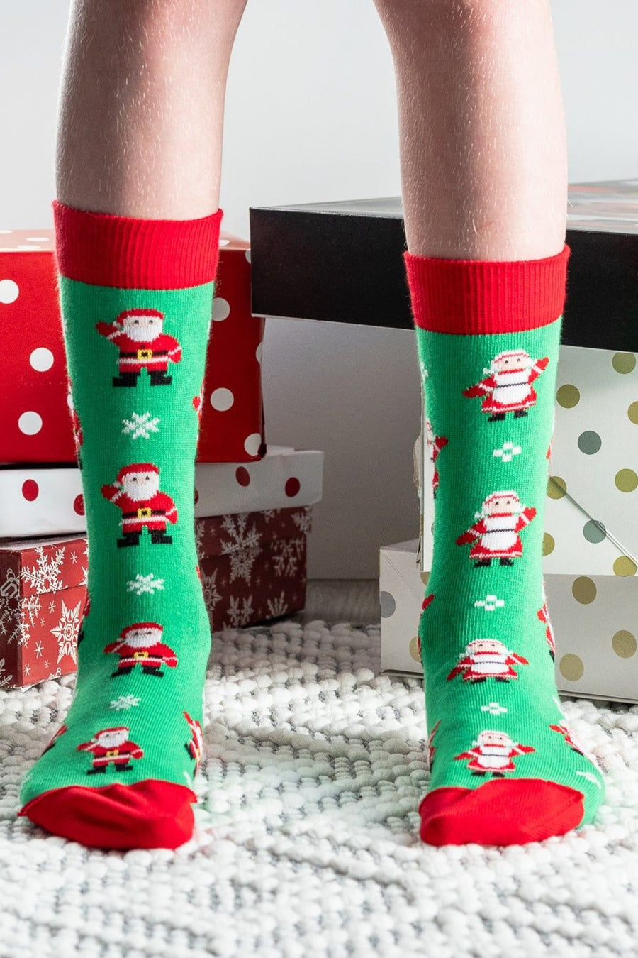 Friday Sock Co. Kid's Santa Socks – on model