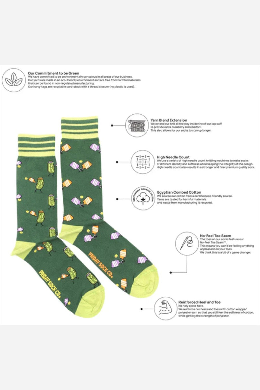 Friday Sock Co. Men's Pickleball Socks – side view