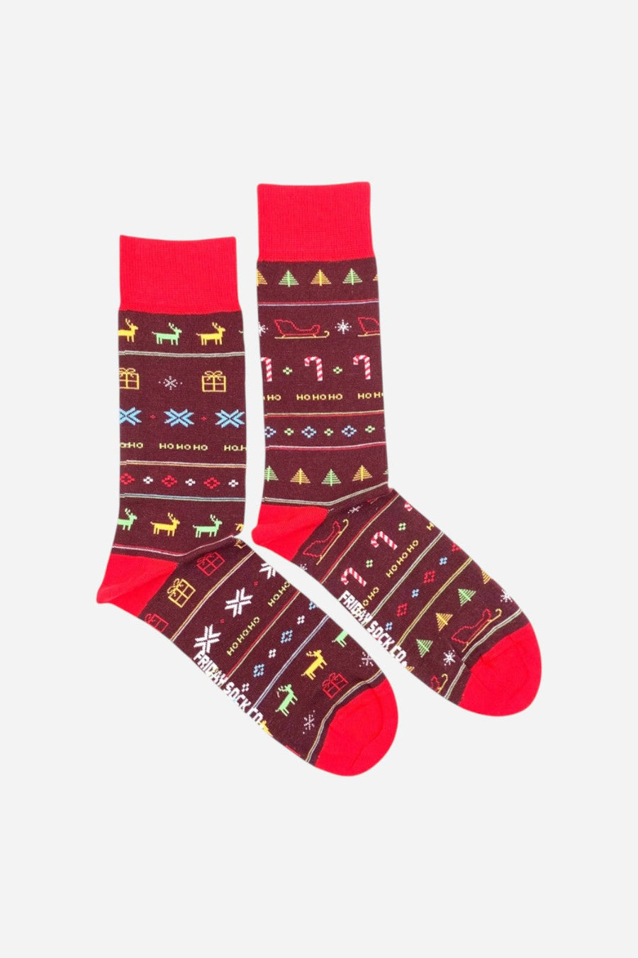 Friday Sock Co. Men's Ugly Christmas Sleigh Ride Socks – front view