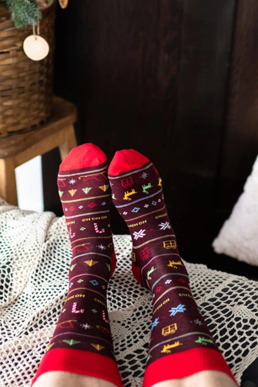 Friday Sock Co. Men's Ugly Christmas Sleigh Ride Socks – side view