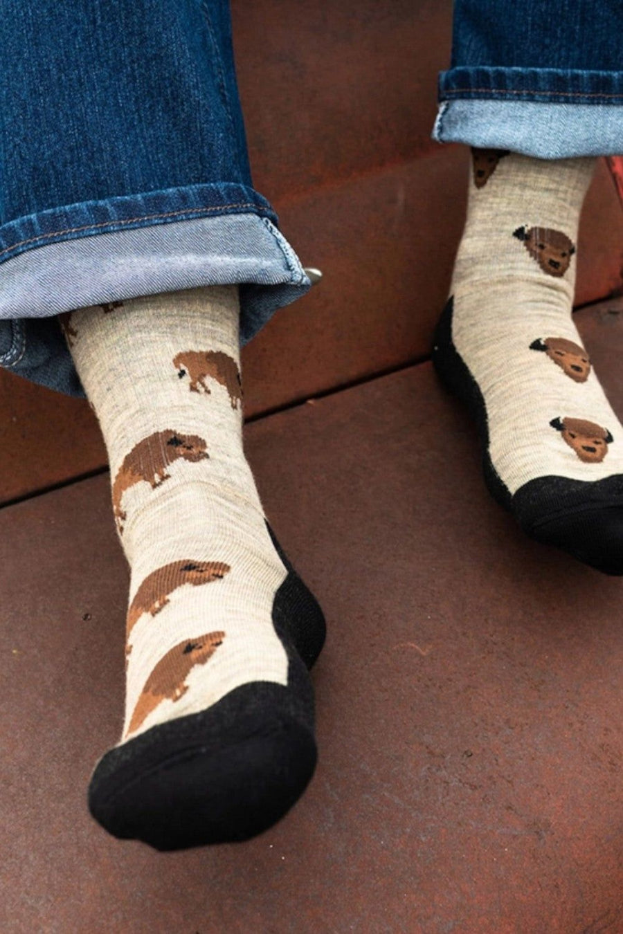 Friday Sock Co. Merino Wool Bison – back view