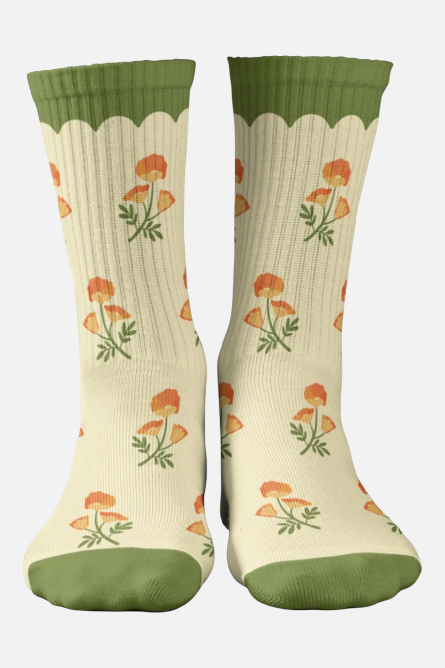 Fun Club Floral Poppies Crew Socks – back view