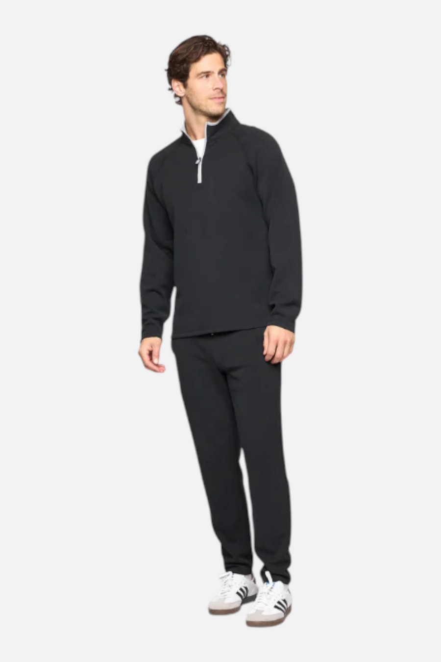 Fundamental Coast Men's Later On Quarter Zip in Jet Black – back view