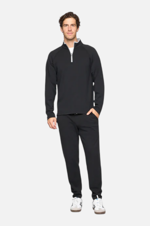 Fundamental Coast Men's Later On Quarter Zip in Jet Black