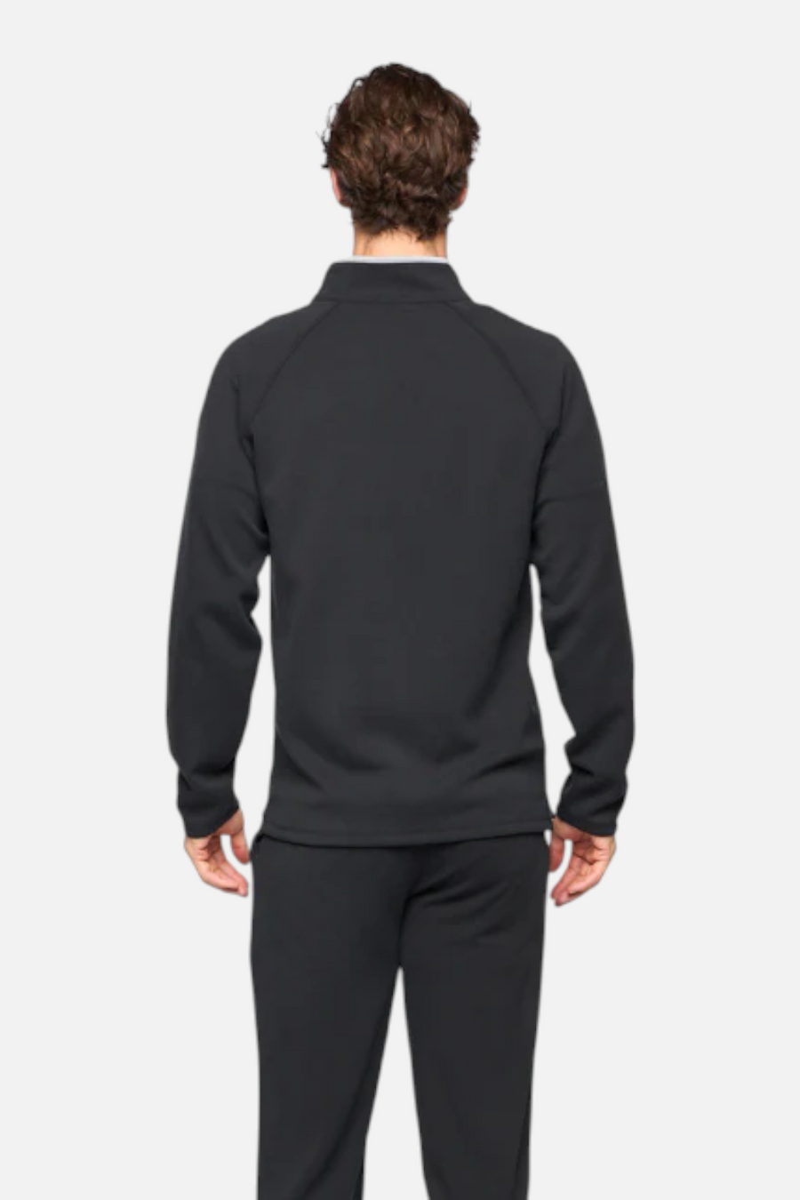 Fundamental Coast Men's Later On Quarter Zip in Jet Black – side view