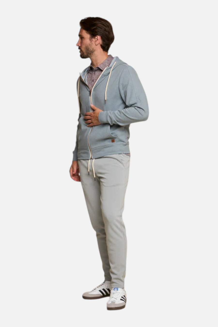 Fundamental Coast Men's Maverick Full Zip Hoodie in Limestone – back view