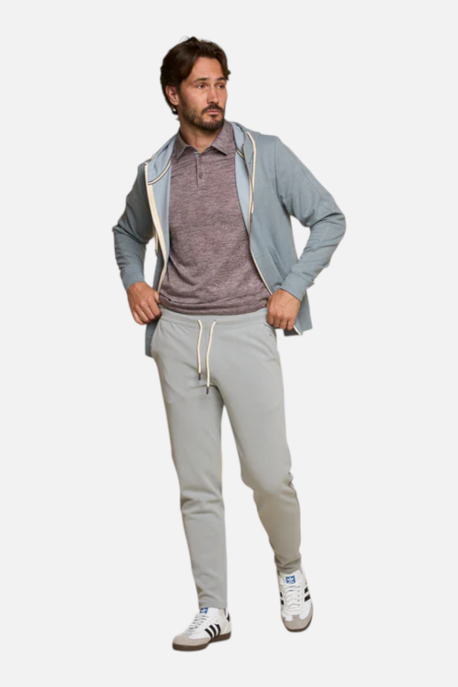 Fundamental Coast Men's Maverick Full Zip Hoodie in Limestone – front view