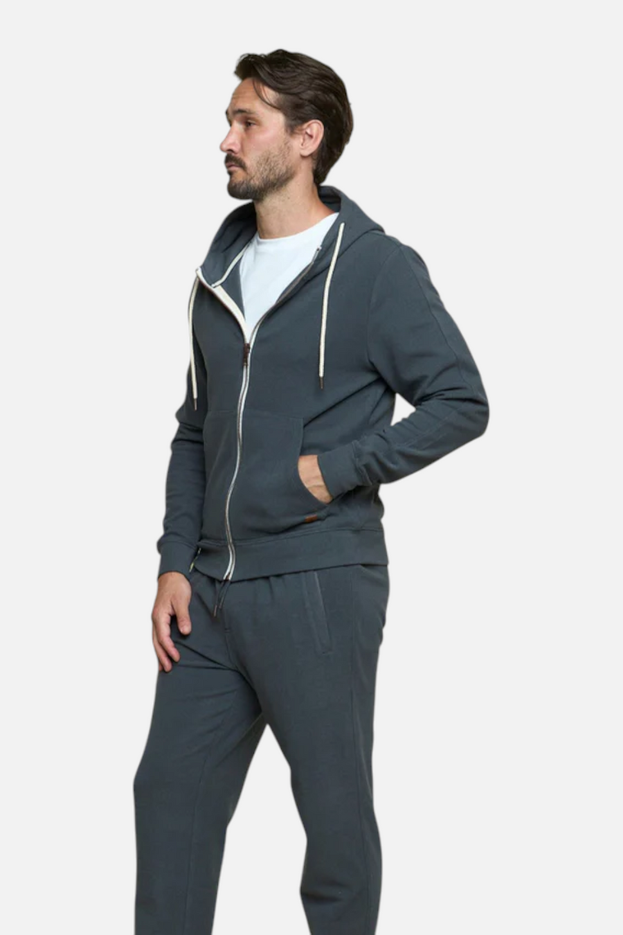 Fundamental Coast Men's Maverick Full Zip Hoodie in Smoke – back view