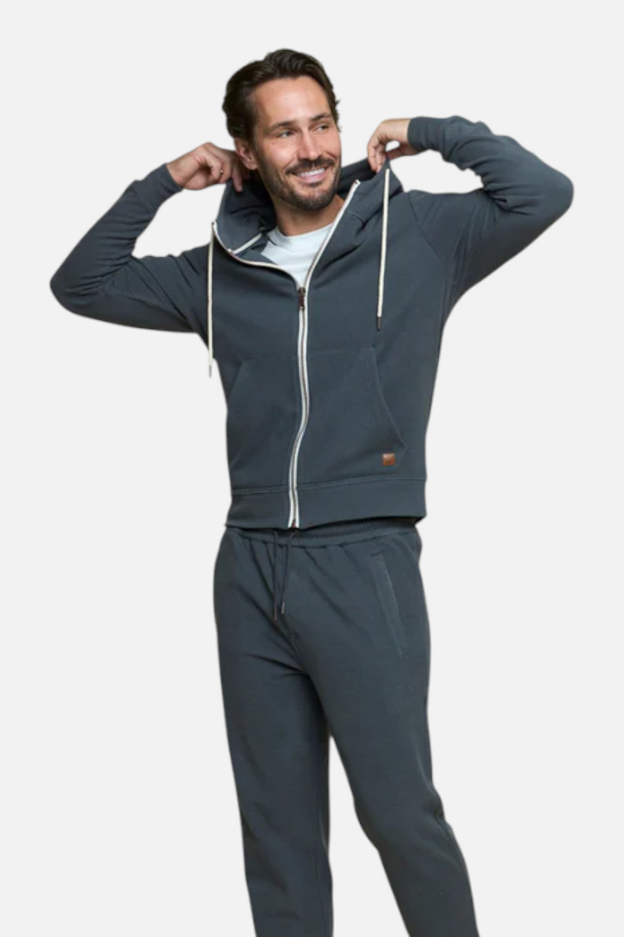 Fundamental Coast Men's Maverick Full Zip Hoodie in Smoke – front view
