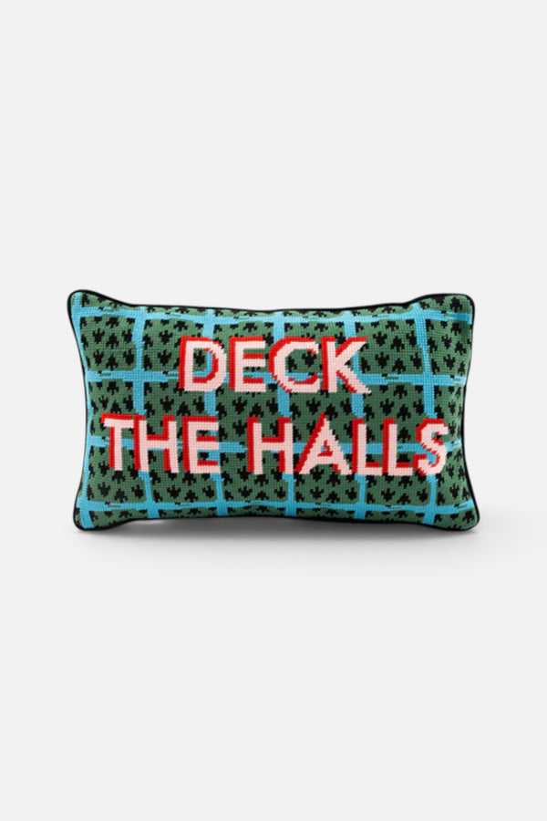 Furbish Deck The Halls Needlepoint Pillow
