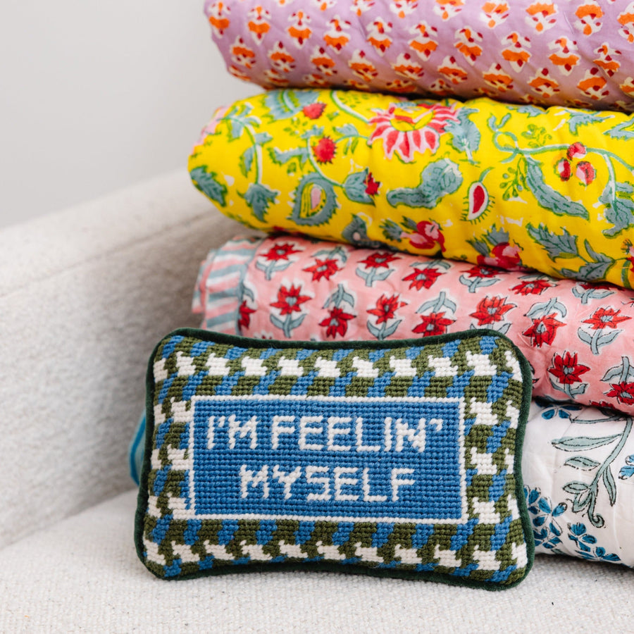 Furbish Feelin' Myself Mini Needlepoint Pillow – back view
