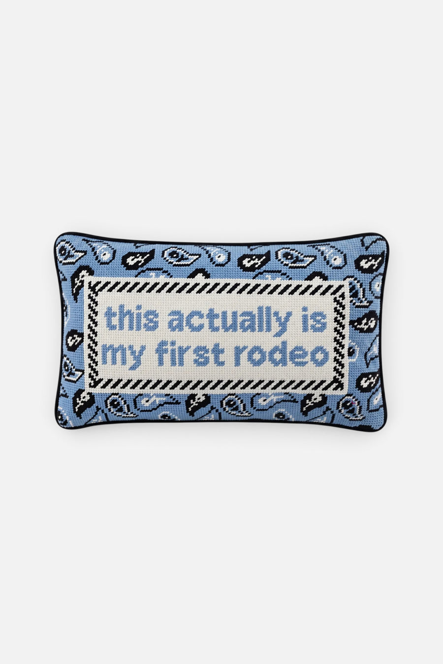 Furbish First Rodeo Needlepoint Pillow – front view