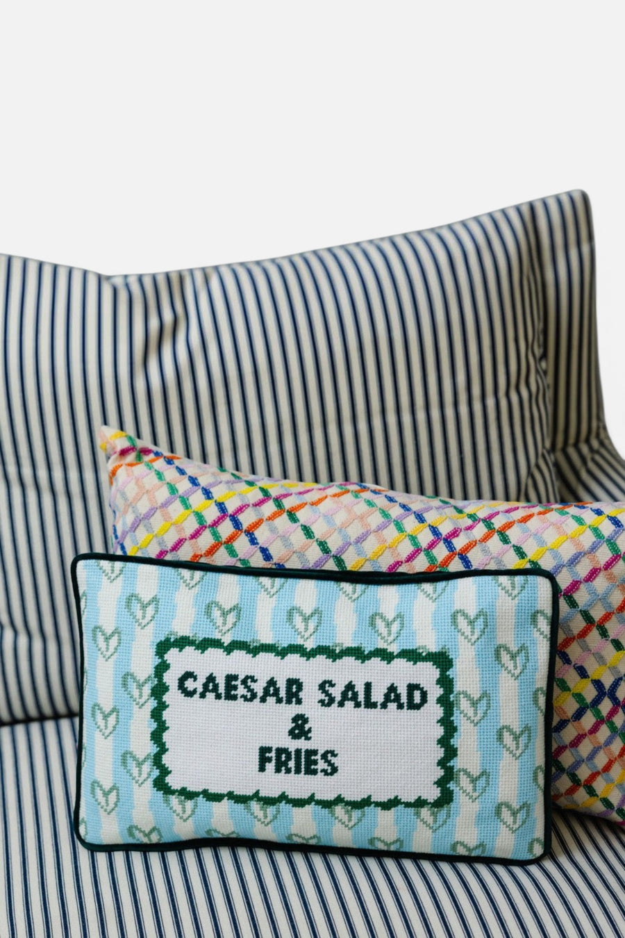 Furbish Girl Dinner Needlepoint Pillow – back view