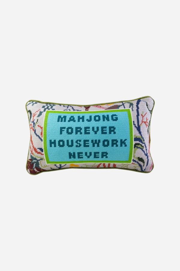 Furbish Mahjong Needlepoint Pillow