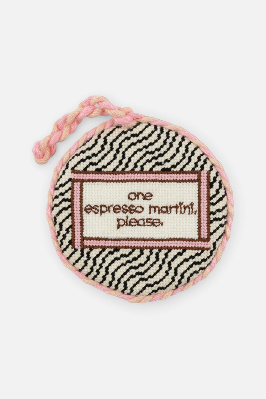 Furbish Needlepoint Espresso Martini Ornament – front view