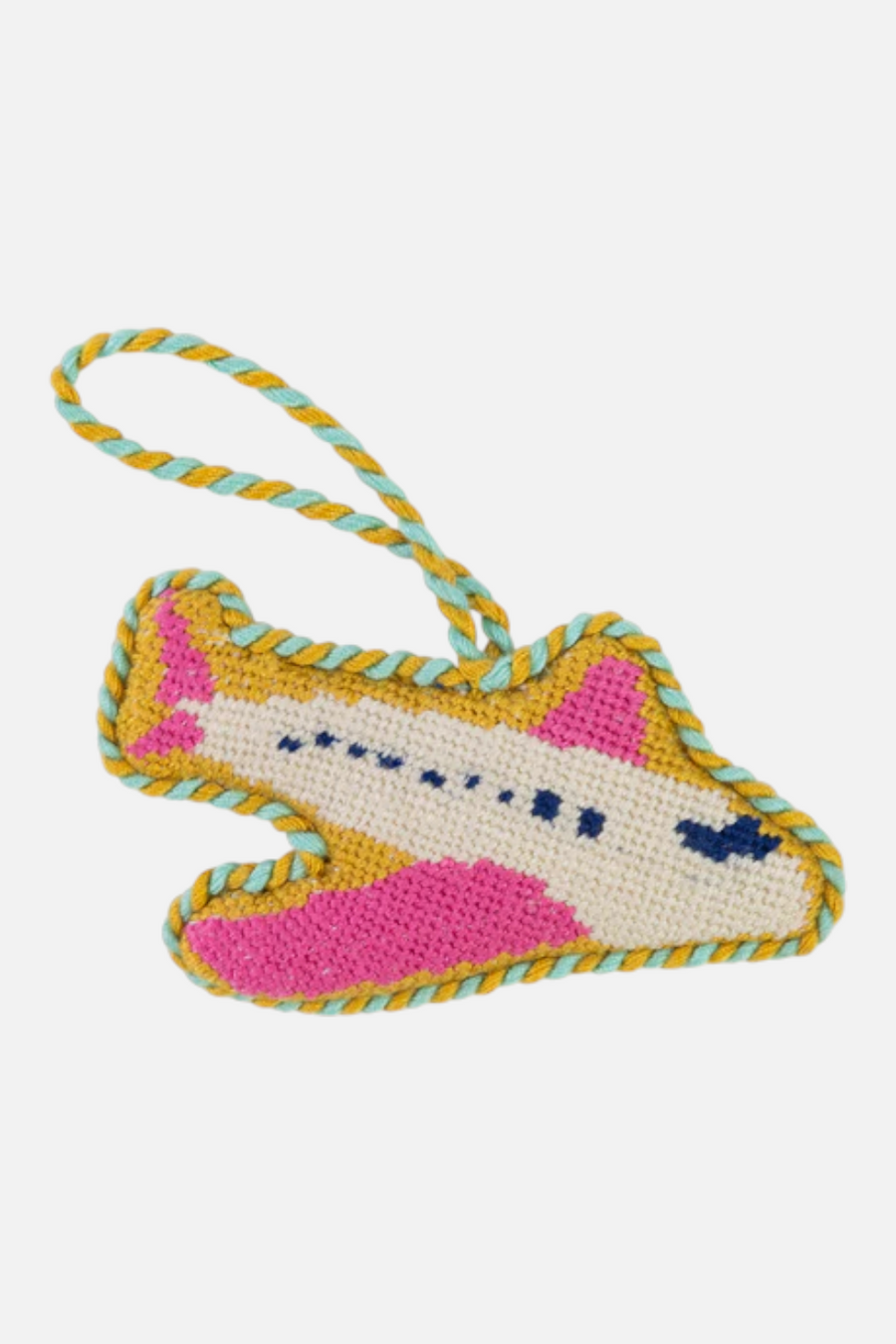 Furbish Needlepoint Icon Airplane Ornament – front view