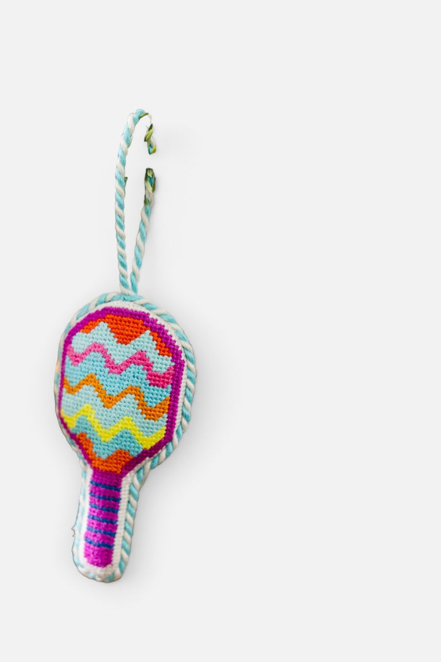 Furbish Pickleball Racket Needlepoint Ornament – back view