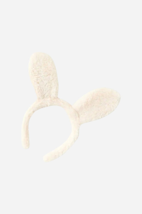 Fuzzy Bunny Ear Headband in White