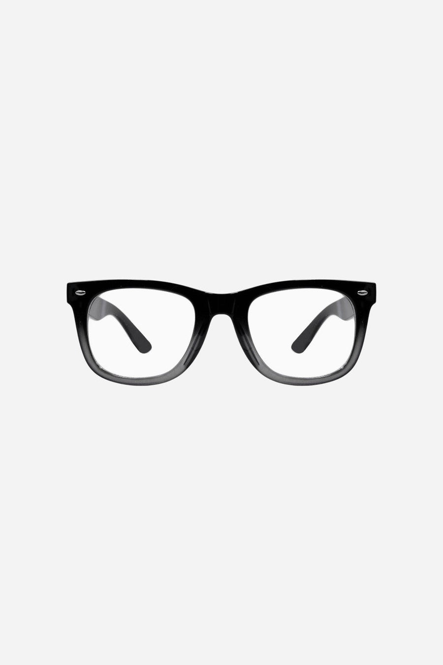Gabriel + Simone Elwood Readers in Black Fade Grey – front view