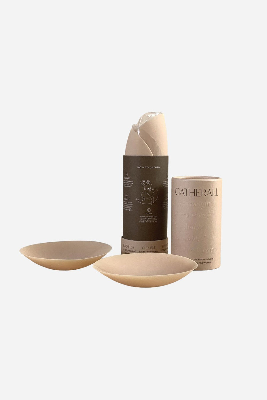 Gatherall Nipple Covers in Cream – front view
