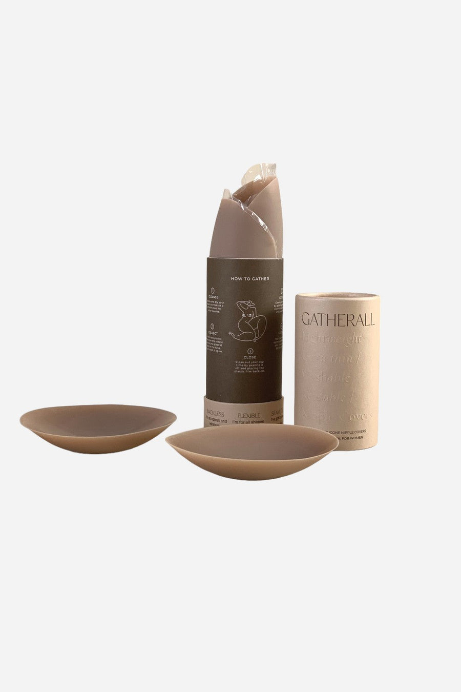 Gatherall Nipple Covers in Latte – front view