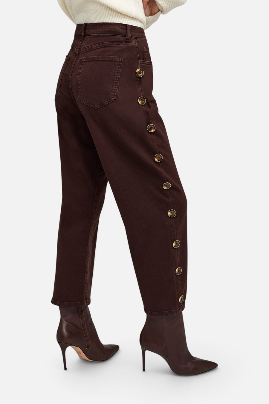 Generation Love Lark Button Jeans in Chestnut – back view