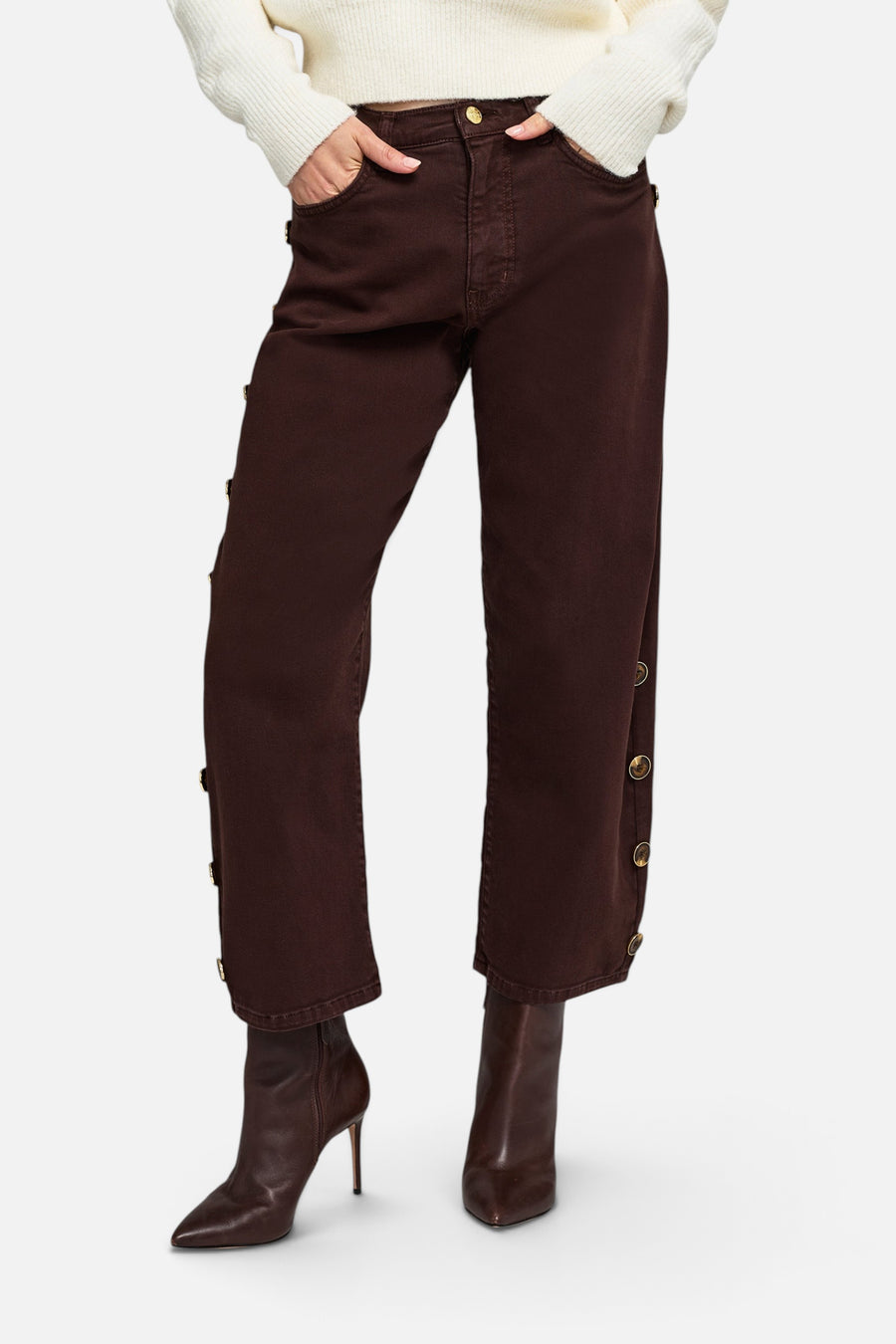 Generation Love Lark Button Jeans in Chestnut – front view