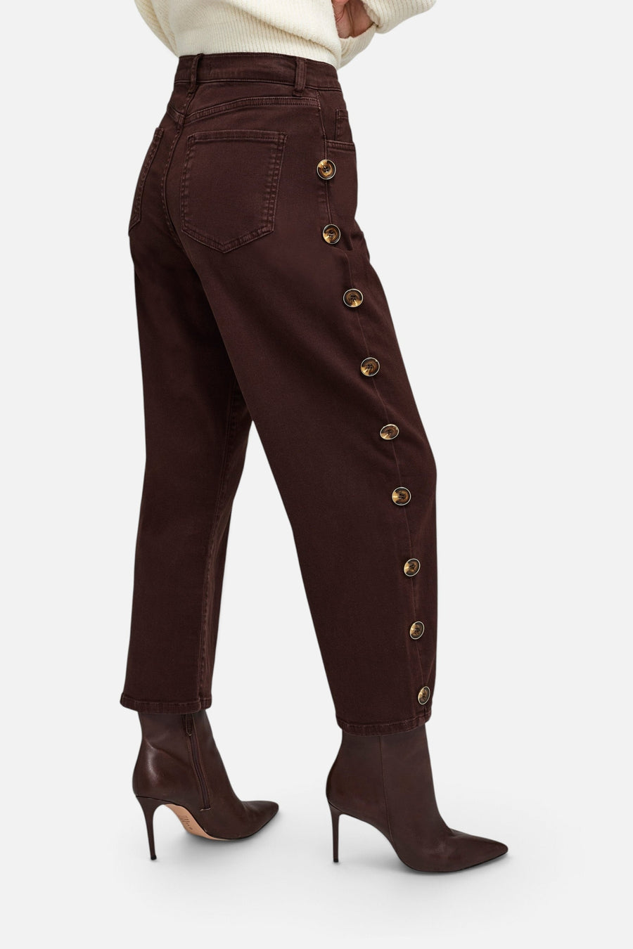 Generation Love Lark Button Jeans in Chestnut – back view