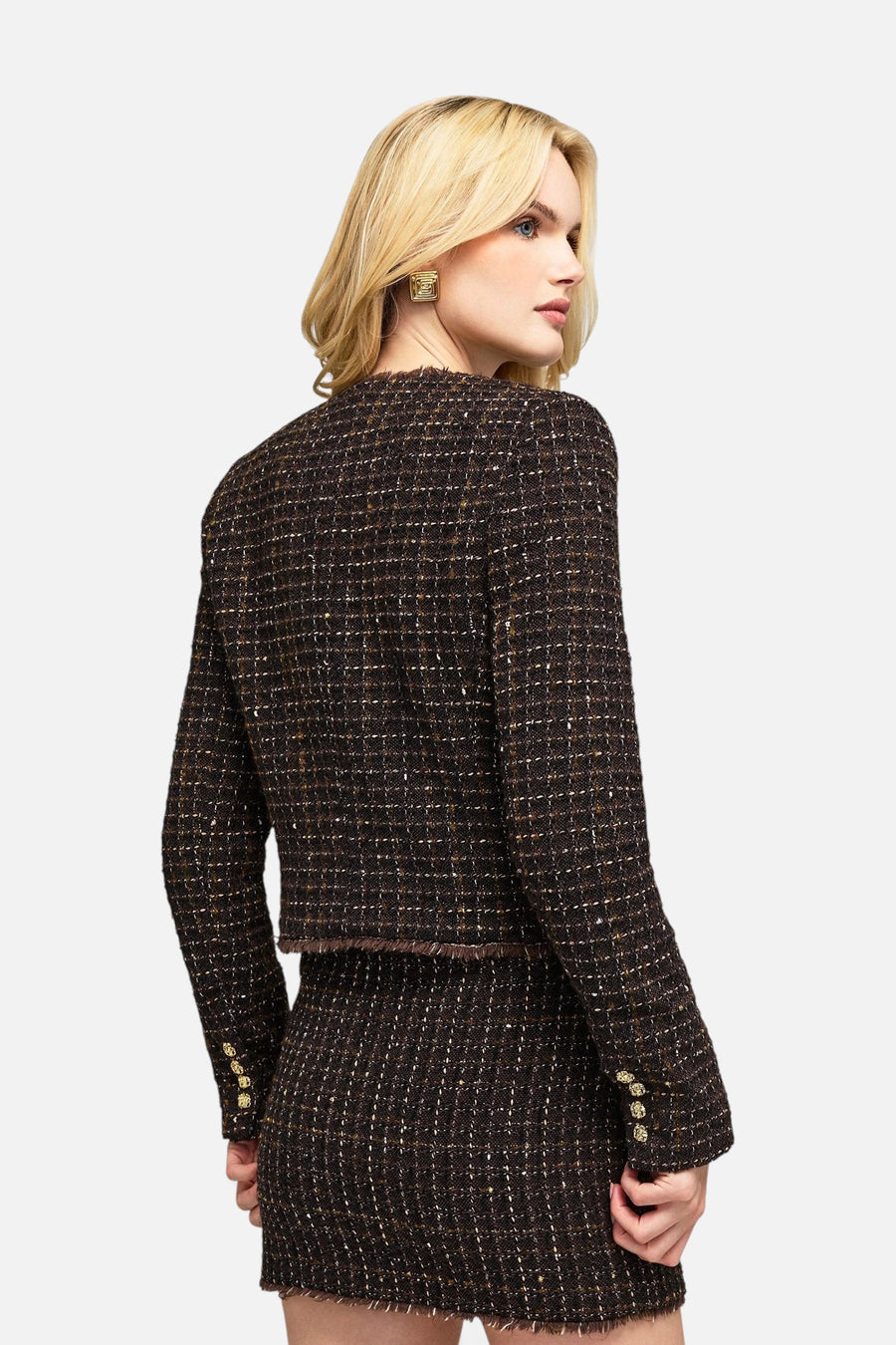 Generation Love Tiffany Tweed Jacket in Brown Multi – back view