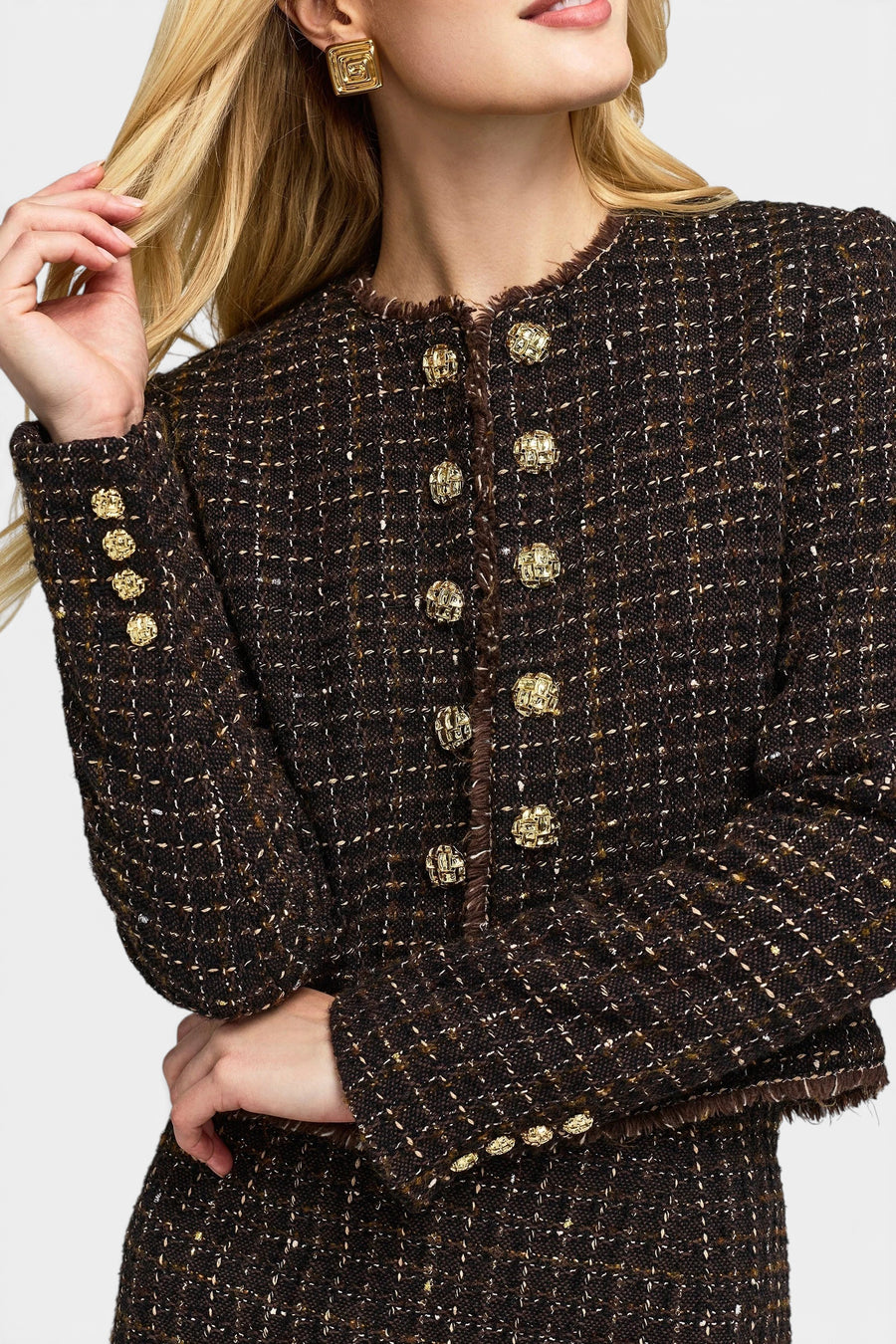 Generation Love Tiffany Tweed Jacket in Brown Multi – side view