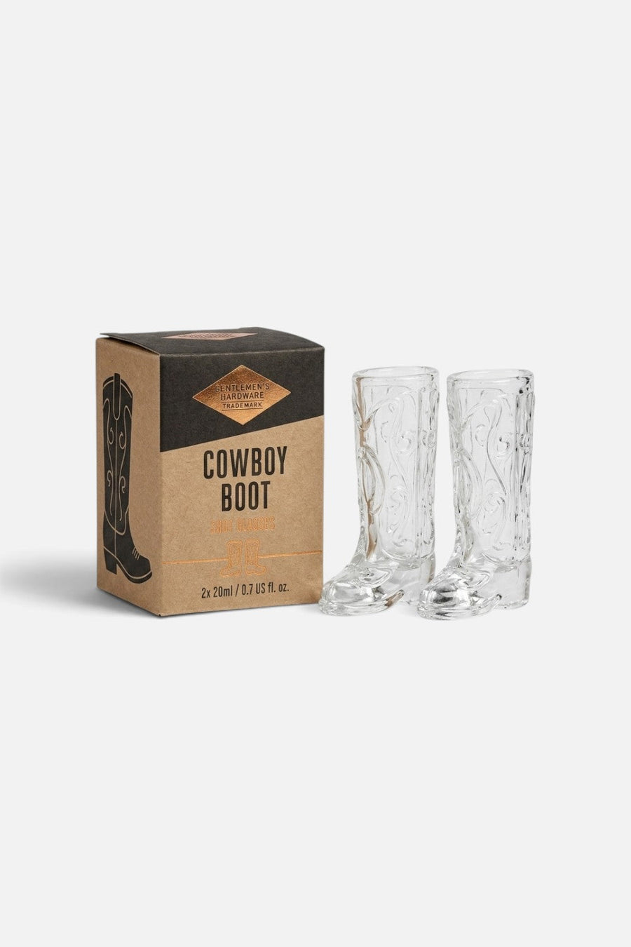 Gentlemen's Hardware Cowboy Boot Shot Glasses, Set of 2 – front view