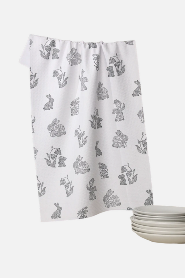 Geometry Bunny Dots Tea Towel