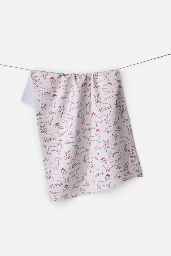 Geometry Festive Doxies Tea Towel