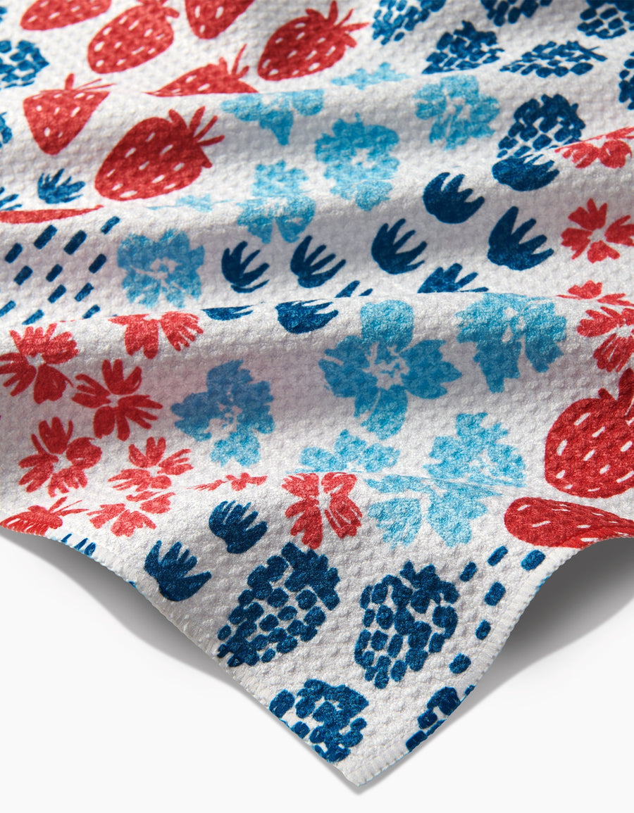 Geometry Towels Berry Meadow Kitchen Tea Towel – back view